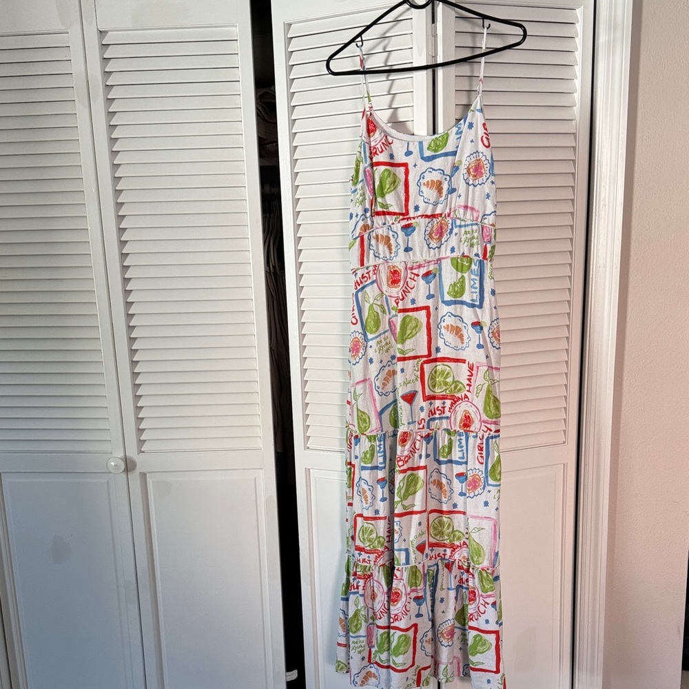 Brunch Print Colorful Maxi Dress